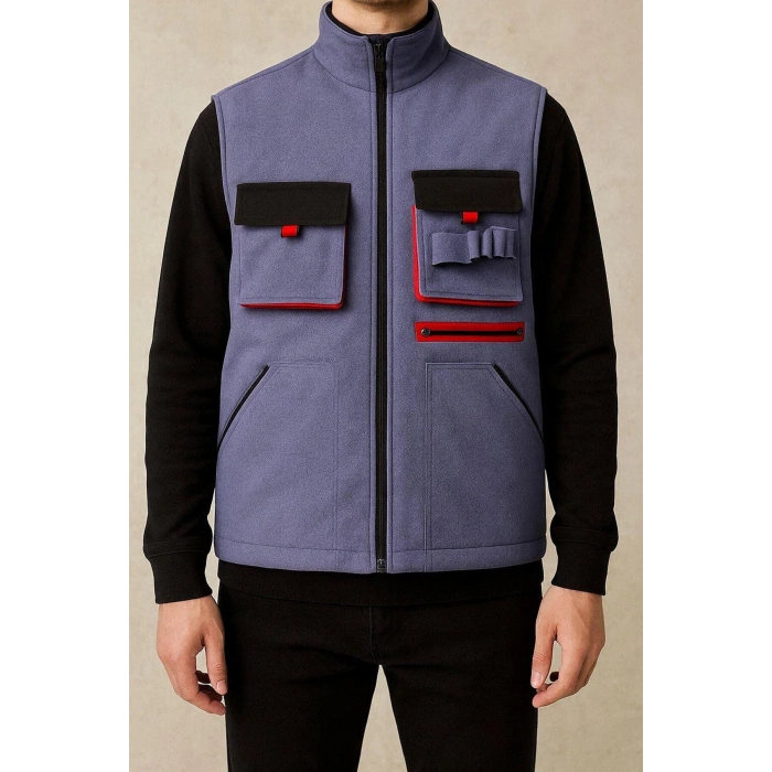 Gri 7/7 Gabardin Kumaş Teknik Yelek Çok Amaçlı Kullanım