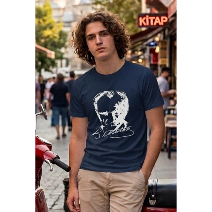 Özel Tasarım Atatürk Rölye ve İmzalı Tshirt - %100 Pamuk Penye Süprem Sıfır Yaka Unisex