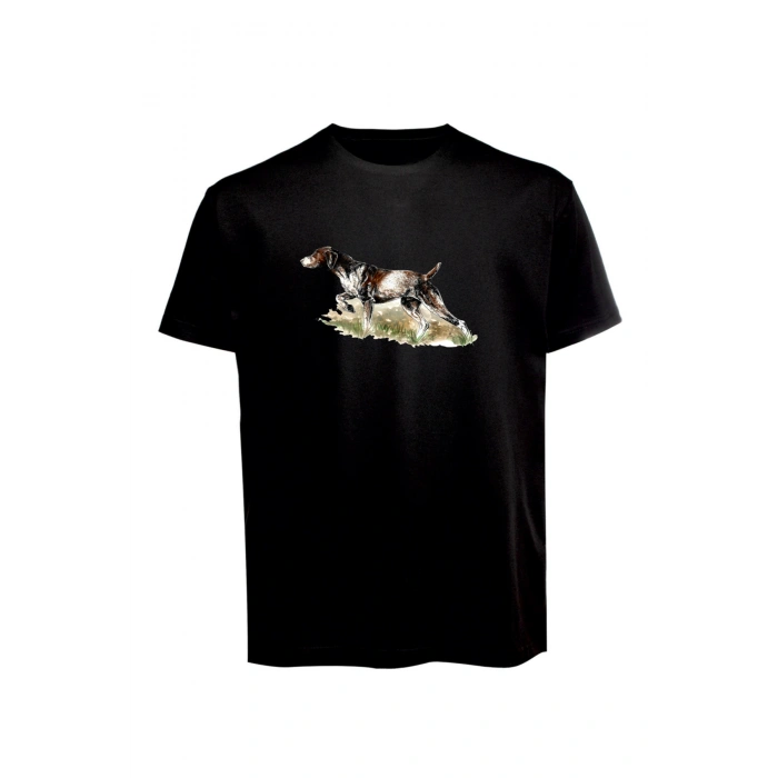 Unisex Av Köpeği Baskılı Tişört Pamuk Penye Süprem Basic