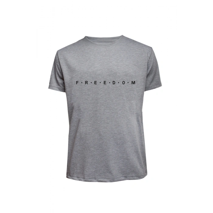 Unisex Freedom Yazılı Baskılı Tişört Pamuk Penye Süprem Basic