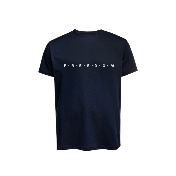 Unisex Freedom Yazılı Baskılı Tişört Pamuk Penye Süprem Basic