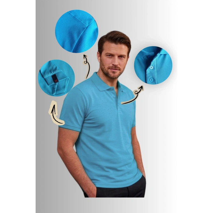 Premium 1. Sınıf Polo Yaka Erkek Lakos Tişört Rahat Kalıp Nefes Alabilen %100 Pamuk
