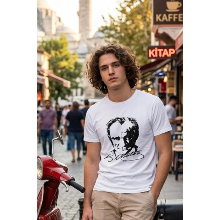 Özel Tasarım Atatürk Rölye ve İmzalı Tshirt - %100 Pamuk Penye Süprem Sıfır Yaka Unisex