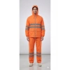 PVC Reflektif Yağmurluk Alt Üst Takım Kapüşonlu Su Geçirmeye Dirençli Outdoor İş Kıyafeti