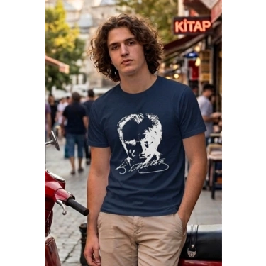 Özel Tasarım Atatürk Rölye ve İmzalı Tshirt - %100 Pamuk Penye Süprem Sıfır Yaka Unisex