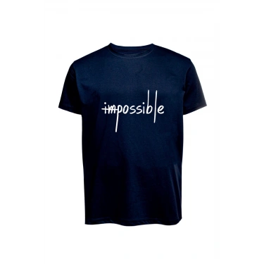 Unisex İmpossible Yazılı Baskılı Tişört Pamuk Penye Süprem Basic