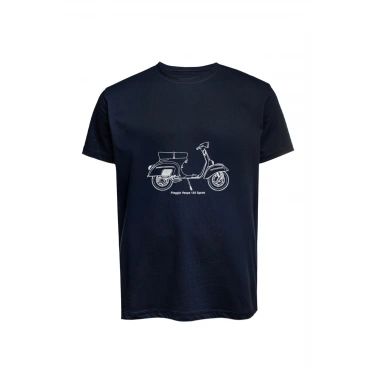 Unisex Vespa Baskılı Tişört Pamuk Penye Süprem Basic