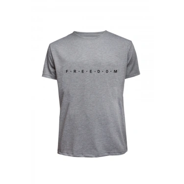 Unisex Freedom Yazılı Baskılı Tişört Pamuk Penye Süprem Basic