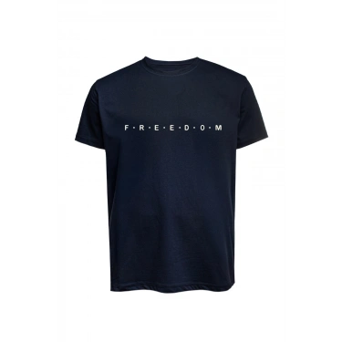 Unisex Freedom Yazılı Baskılı Tişört Pamuk Penye Süprem Basic