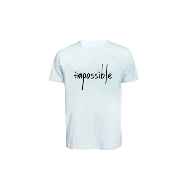 Unisex İmpossible Yazılı Baskılı Tişört Pamuk Penye Süprem Basic