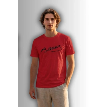 Özel Tasarım Atatürk İmzalı Tshirt - %100 Pamuk Penye Süprem Sıfır Yaka Unisex