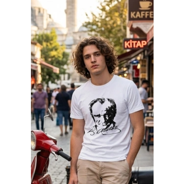 Özel Tasarım Atatürk Rölye ve İmzalı Tshirt - %100 Pamuk Penye Süprem Sıfır Yaka Unisex