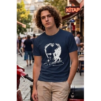 Özel Tasarım Atatürk Rölye ve İmzalı Tshirt - %100 Pamuk Penye Süprem Sıfır Yaka Unisex