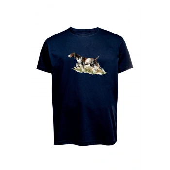 Unisex Av Köpeği Baskılı Tişört Pamuk Penye Süprem Basic