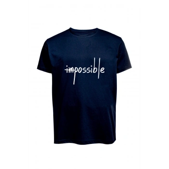 Unisex İmpossible Yazılı Baskılı Tişört Pamuk Penye Süprem Basic