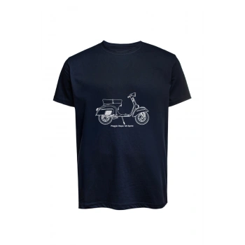 Unisex Vespa Baskılı Tişört Pamuk Penye Süprem Basic