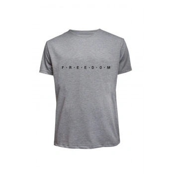 Unisex Freedom Yazılı Baskılı Tişört Pamuk Penye Süprem Basic