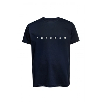 Unisex Freedom Yazılı Baskılı Tişört Pamuk Penye Süprem Basic