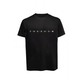 Unisex Freedom Yazılı Baskılı Tişört Pamuk Penye Süprem Basic