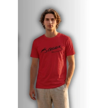 Özel Tasarım Atatürk İmzalı Tshirt - %100 Pamuk Penye Süprem Sıfır Yaka Unisex