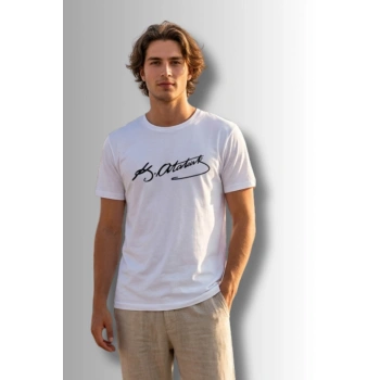 Özel Tasarım Atatürk İmzalı Tshirt - %100 Pamuk Penye Süprem Sıfır Yaka Unisex