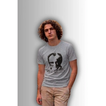 Özel Tasarım Atatürk Rölye ve İmzalı Tshirt - %100 Pamuk Penye Süprem Sıfır Yaka Unisex