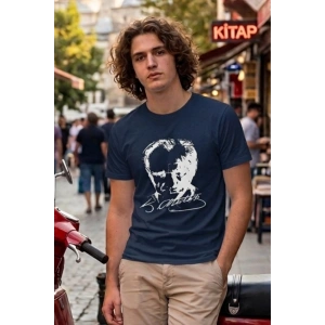 Özel Tasarım Atatürk Rölye ve İmzalı Tshirt - %100 Pamuk Penye Süprem Sıfır Yaka Unisex