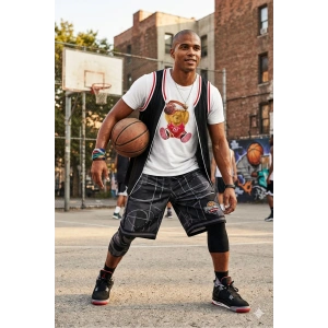 Unisex Basketbolcu Cool Ayıcık Baskılı Tişört Pamuk Penye Süprem Basic