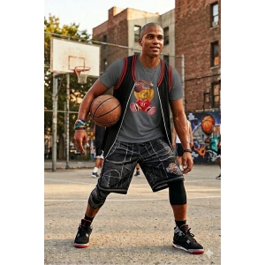 Unisex Basketbolcu Cool Ayıcık Baskılı Tişört Pamuk Penye Süprem Basic