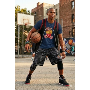 Unisex Basketbolcu Cool Ayıcık Baskılı Tişört Pamuk Penye Süprem Basic