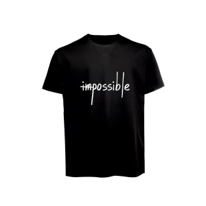 Unisex İmpossible Yazılı Baskılı Tişört Pamuk Penye Süprem Basic