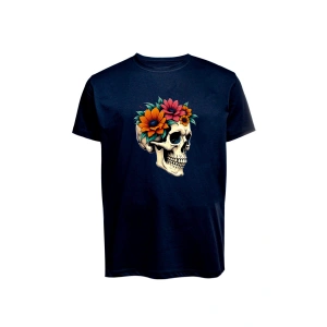 Unisex Skull (Kurukafa) Baskılı Tişört Pamuk Penye Süprem Basic