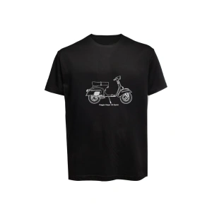 Unisex Vespa Baskılı Tişört Pamuk Penye Süprem Basic