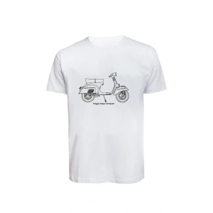 Unisex Vespa Baskılı Tişört Pamuk Penye Süprem Basic