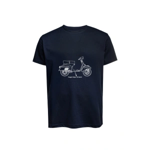 Unisex Vespa Baskılı Tişört Pamuk Penye Süprem Basic