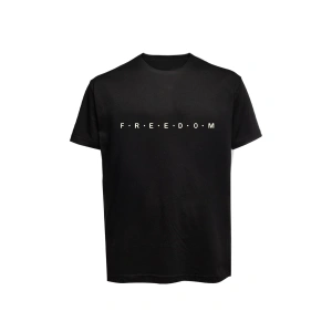 Unisex Freedom Yazılı Baskılı Tişört Pamuk Penye Süprem Basic