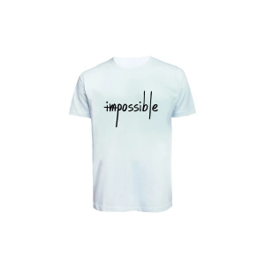 Unisex İmpossible Yazılı Baskılı Tişört Pamuk Penye Süprem Basic