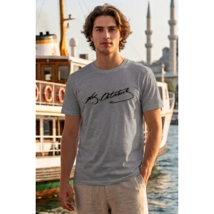 Özel Tasarım Atatürk İmzalı Tshirt - %100 Pamuk Penye Süprem Sıfır Yaka Unisex