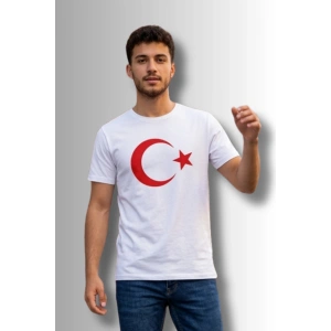 Özel Tasarım Türk Bayrağı Baskılı Tshirt - %100 Pamuk Penye Süprem Sıfır Yaka Unisex