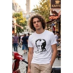 Özel Tasarım Atatürk Rölye ve İmzalı Tshirt - %100 Pamuk Penye Süprem Sıfır Yaka Unisex