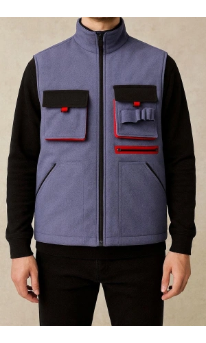 Gri 7/7 Gabardin Kumaş Teknik Yelek Çok Amaçlı Kullanım