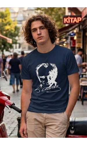 Özel Tasarım Atatürk Rölye ve İmzalı Tshirt - %100 Pamuk Penye Süprem Sıfır Yaka Unisex