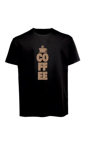 Unisex Coffee Yazılı Baskılı Tişört Pamuk Penye Süprem Basic