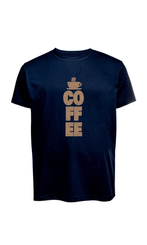 Unisex Coffee Yazılı Baskılı Tişört Pamuk Penye Süprem Basic