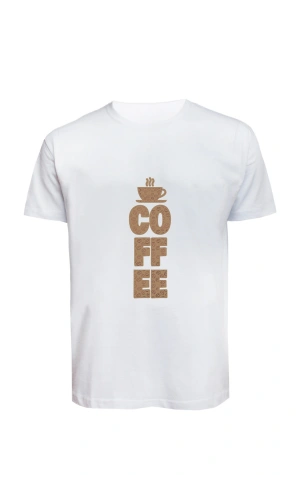 Unisex Coffee Yazılı Baskılı Tişört Pamuk Penye Süprem Basic