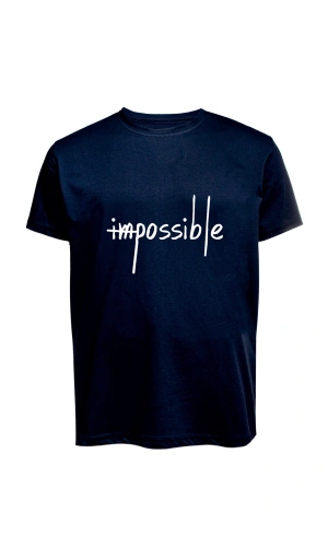 Unisex İmpossible Yazılı Baskılı Tişört Pamuk Penye Süprem Basic