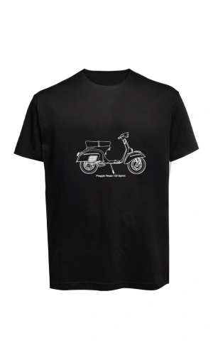 Unisex Vespa Baskılı Tişört Pamuk Penye Süprem Basic
