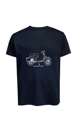 Unisex Vespa Baskılı Tişört Pamuk Penye Süprem Basic