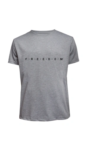 Unisex Freedom Yazılı Baskılı Tişört Pamuk Penye Süprem Basic