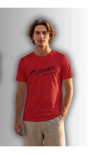 Özel Tasarım Atatürk İmzalı Tshirt - %100 Pamuk Penye Süprem Sıfır Yaka Unisex